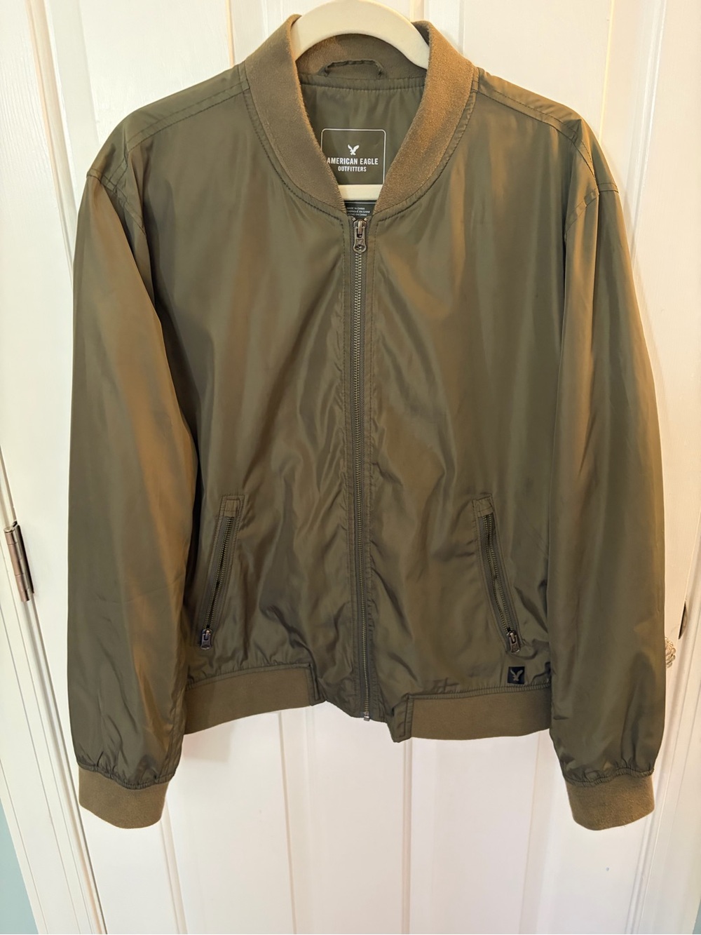 American Eagle Outfitters Olive Bomber Jacket - Men's